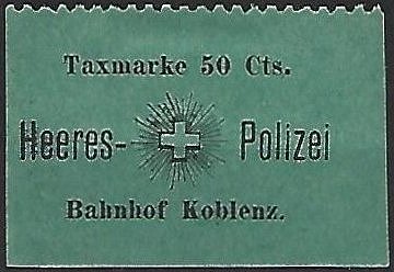 Schweiz Suisse Switzerland Heeres-Polizei Bahnhof Koblenz Taxmarke 50 Cts.